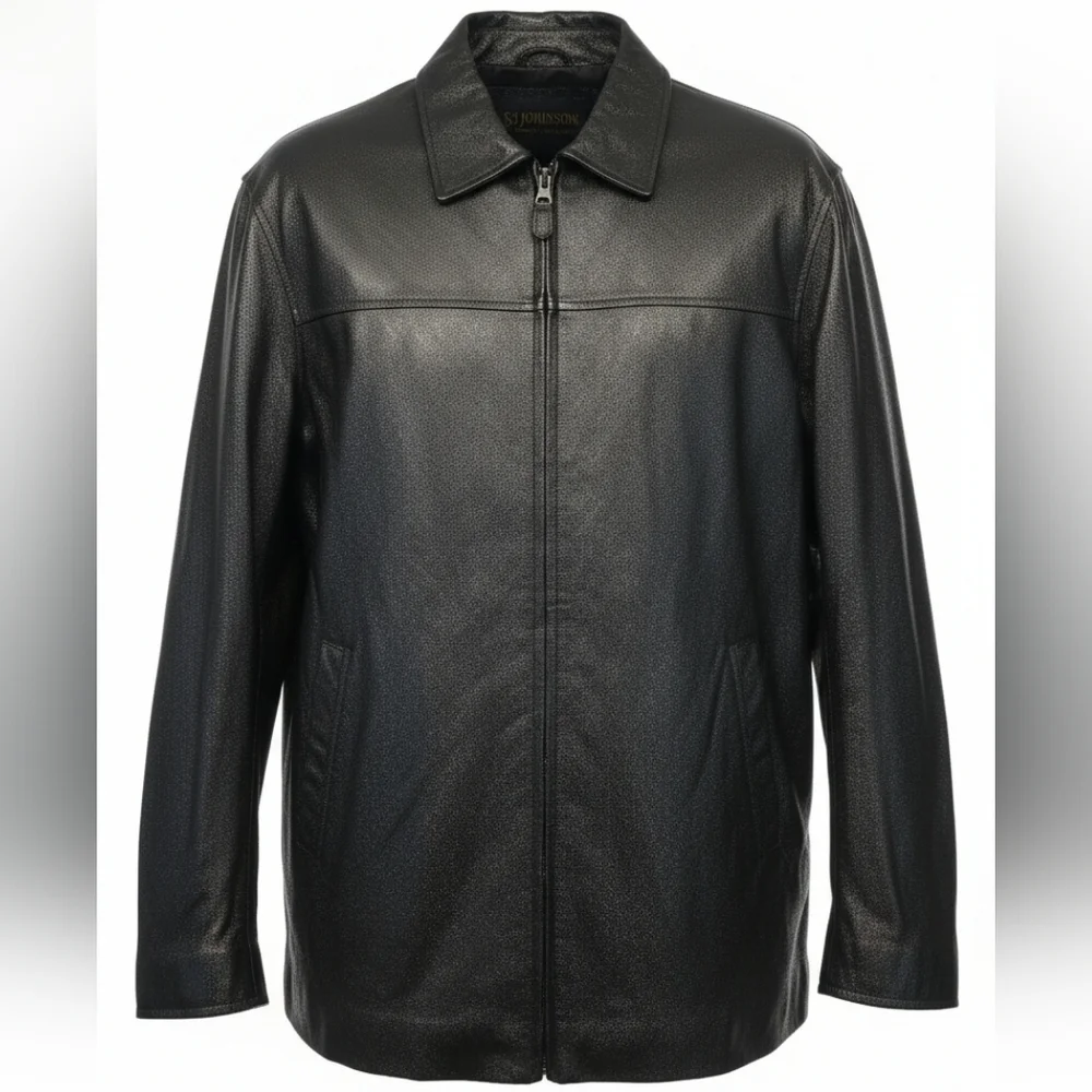 St. John's Bay Heavy Black Leather Jacket for Men Size Large